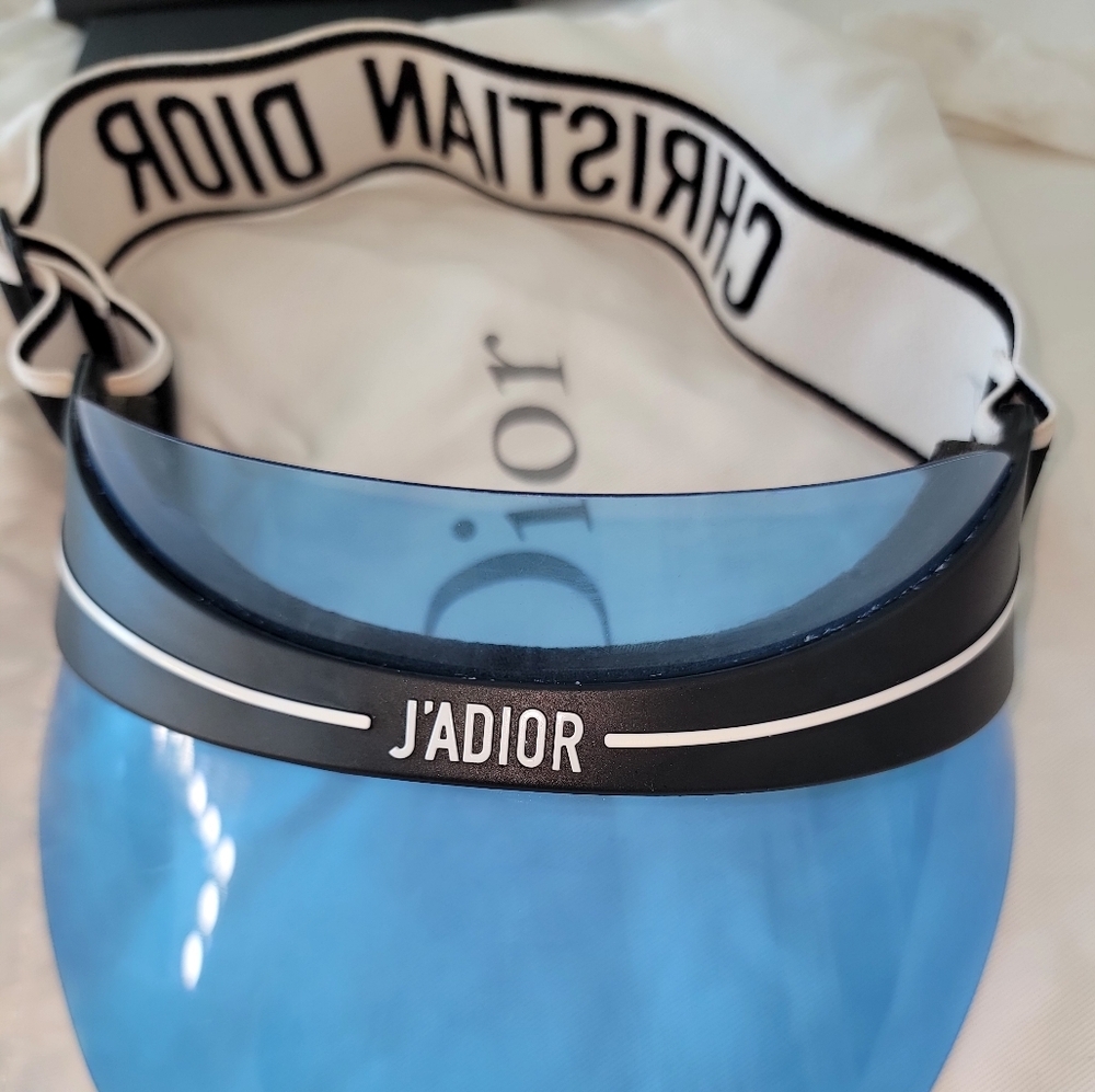 Dior J'Adior Blue Visor with White Logo Strap